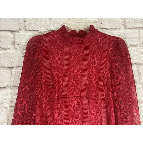 Anthropologie MAEVE Open Back Lace Mini Dress 4P Petites Pockets Stretch 9301 - Picture 6 of 14